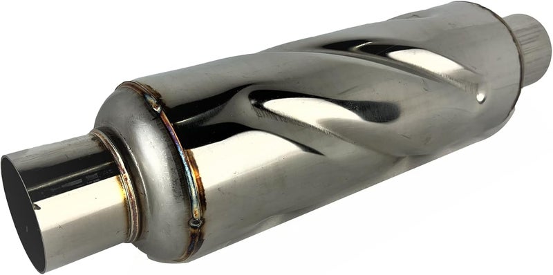 NETAMI Turbo Exhaust Resonator Stainless Steel Polished Inlet/Outlet: 2.25", Body Diameter: 4", Overall Length: 16" - Image 1